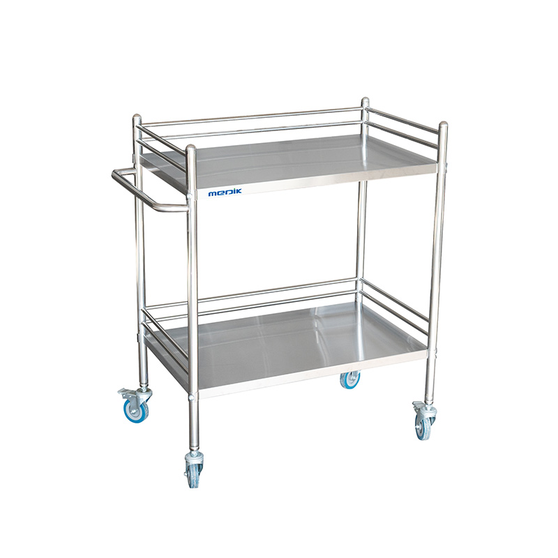 MK-S06A Hospital 2 tier stainless steel trolley