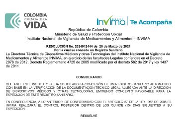 Medik surgical light is approved with INVIMA from Colombia